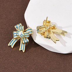 Серьги-гвоздики из латуни с бантом&nbsp;EJEW-Z156-01G