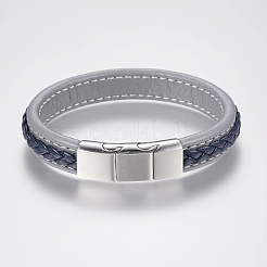 Плетеные браслеты шнур кожаный BJEW-H561-03