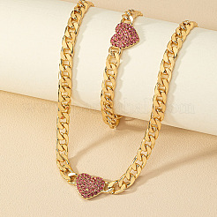 Ожерелья и браслеты-цепочки из сплава сердец со стразами WG19AD8-02