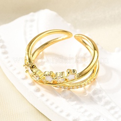 Кольца из стерлингового серебра с кубическим цирконием star 925 для женщин RJEW-S631-01G