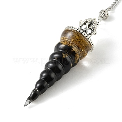 Pendentifs de radiesthésie en résine avec éclats d'obsidienne naturelle à l'intérieur&nbsp;GG-CBAEAD2-01C
