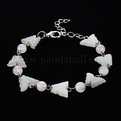 Papillon naturel nouveaux bracelets de perles de jade pour fille femmes&nbsp;BJEW-S145-002A