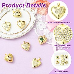 7 шт. 7 стиля латунные подвески-медальоны с микропаве из прозрачного кубического циркония&nbsp;FIND-CJ0005-08