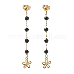 Boucles d'oreilles à pampilles en verre et acier inoxydable 304&nbsp;EJEW-G453-05G-01