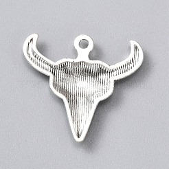 合金のチベット風チャーム  ブルヘッド  アンティークシルバー  26x28x3mm  穴：2mm  約100個/袋&nbsp;LS-PALLOY-WH0101-04AS