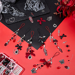 DIY-Sets zur Herstellung von Handy-Armbändern aus Kirsch-Polyester&nbsp;DIY-SC0033-68