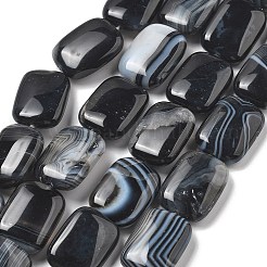 Натуральный черный агат бисер нитей G-K392-B02-13x18mm