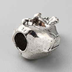 合金ヨーロピアンビーズ  大穴ビーズ  スカル  アンティークシルバー  19x12x15mm  穴：6mm&nbsp;FIND-WH0019-15B