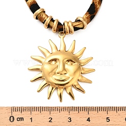 Ожерелья из фланелевого шнура с леопардовым принтом из нержавеющей стали 304 NJEW-K289-01B-G