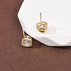 Latón micro pave aretes de circonita cúbica transparente&nbsp;EJEW-C174-02A-G