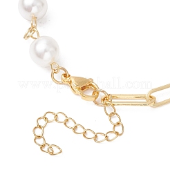Bracelets en laiton avec trombones et chaînes de perles de coquillage pour femmes&nbsp;BJEW-JB11601-02