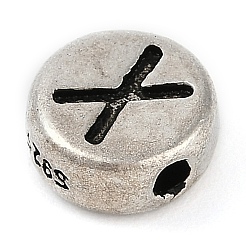 925 плоская круглая бусина из стерлингового серебра с буквами STER-G044-01AS-X