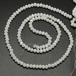 不透明ソリッドカラークリスタルガラスロンデルビーズ連売り  多面カット  ABカラーメッキ  ホワイト  4x3mm  穴：1mm  約135個/連  17.9インチ&nbsp;EGLA-F048A-01AB