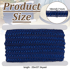 ポリエステルレーストリム  三角リボン  洋服アクセサリー  ダークブルー  3/4インチ（18mm）  約27.34ヤード（25m）/ロール&nbsp;OCOR-WH0078-421C