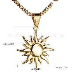 Colliers à pendentif soleil en acier inoxydable 304 avec chaîne maille forçat pour hommes&nbsp;FS-WG74900-01