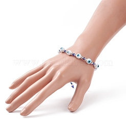 Браслет лэмпворк сглаз и плетеные стеклянные бусины BJEW-TA00157