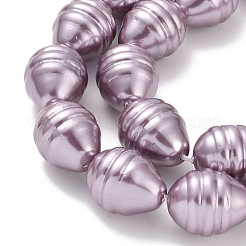 電気メッキシェルパールビーズ連売り  ポテト  パープル  15~16.5x12~12.5mm  穴：0.8mm  約26個/連  15.7インチ〜16.1インチ（40~41cm）&nbsp;BSHE-O019-02E