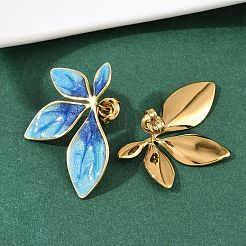 Серьги-гвоздики в форме цветка из нержавеющей стали 304 EJEW-I320-30G