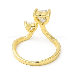 Кольцо-манжета с двойным сердцем из прозрачного циркония&nbsp;RJEW-H120-01G