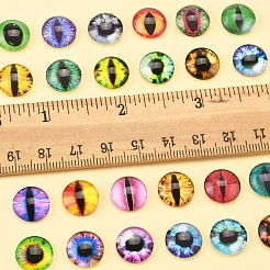 60шт полукруглые стеклянные кабошоны с глазом GGLA-FS0001-16A