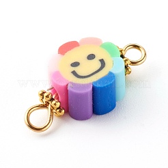 Цветок с улыбающимся лицом звенья из полимерной глины соединители&nbsp;PALLOY-JF00720