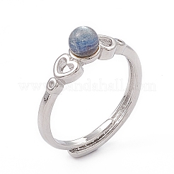 Регулируемые кольца с натуральным лабрадором в форме сердца RJEW-G273-13P-01