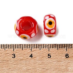 手作りランプワークヨーロピアンビーズ  大穴ビーズ  ナザールボンジュウのロンデル  ミックスカラー  14x7mm  穴：5.5mm&nbsp;LA-CBA0C61-01