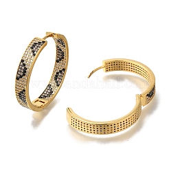 Серьги-кольца из латуни с микропаве из кубического циркония&nbsp;EJEW-H016-19G