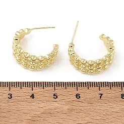真鍮製スタンドピアス  ハーフフープピアス  ゴールドカラー  22x23x6.5mm&nbsp;KK-CBAD851-35G