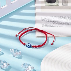 Плетеный браслет из бисера сглаз из смолы BJEW-JB08424-02