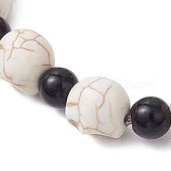 3 bracciale elastico con perline sintetiche turchesi in 3 colori&nbsp;BJEW-JB12093
