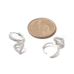 Серьга-кольцо с прозрачным кубическим цирконием из латуни EJEW-JE05226-02