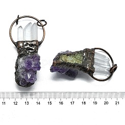 Большие подвески из гальванизированного необработанного натурального аметиста и кварцевого кристалла&nbsp;G-K404-02R