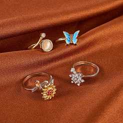 4 шт. 4 стильных вращающихся манжеты из кубического циркония для успокоения беспокойства RJEW-SZ0001-14