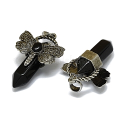 Большие подвески с ограненными заостренными пулями из натурального обсидиана&nbsp;G-Q165-01AS-07