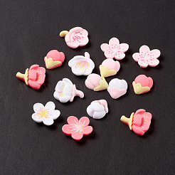 オペーク樹脂カボション  花  ミックスカラー  20~26.5x16~24.5x5.5~7.5mm&nbsp;RESI-H140-14