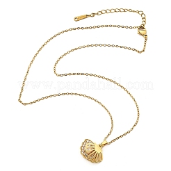 Латунный микропаве кубический цирконий в форме ракушки кулон ожерелья для женщин NJEW-S448-10G