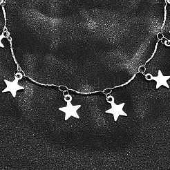 Ожерелья из текстурированной нержавеющей стали 304 с подвесками в виде звезд и кисточками&nbsp;NJEW-R023-02P
