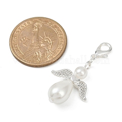 20 шт. 4 стиля стеклянный жемчуг и акриловый искусственный жемчуг подвеска ангел украшения HJEW-JM03577