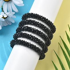 Bracelets extensibles en perles de verre opaques facettées&nbsp;BJEW-S144-002E-01