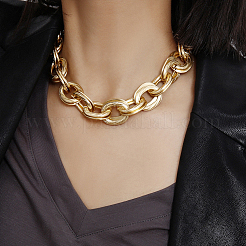 1 шт. цинковый сплав витая двойная цепочка-кабель ожерелье для женщин&nbsp;NJEW-SP0001-12KCG