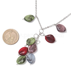 Разноцветные самородки акриловый кулон 304 нержавеющая сталь трос цепи ожерелья NJEW-JN05303