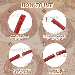 4 pièce de pédale de ceinture en cuir 2 couleurs avec crochet en fer&nbsp;SENE-CY0001-15