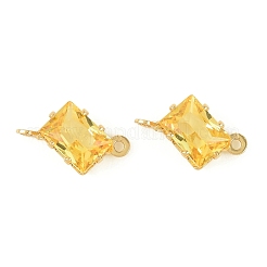 Прямоугольные подвески-коннекторы из латуни с инкрустацией кубическим цирконием&nbsp;KK-P347-05G-02