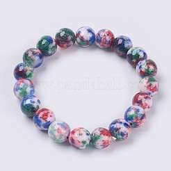 Armband aus natürlichem Jade-Perlen-Stretch&nbsp;BJEW-P214-M-6mm