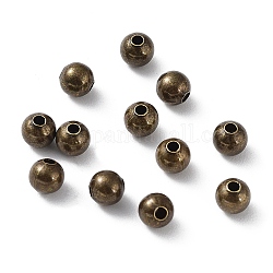 Ottone liscio perle tonde, perline distanziate aggraffate, bronzo antico, 4mm, foro: 1mm.