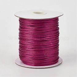 Eco-Friendly Korean Waxed Polyester Cord, Medium Violet Red, 1mm, about 169.51~174.98 Yards(155~160m)/Roll