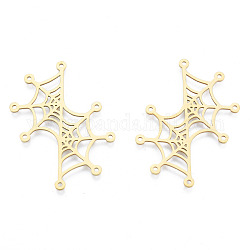 Halloween Theme 201 Stainless Steel Pendants, Spider Web Charm, Real 18K Gold Plated, 45x34x1mm, Hole: 1.4mm