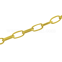 Chaînes de trombone en fer, Ovale Plat, chaînes de câble allongées étirées, non soudée, avec bobine, or, 10x5x1.5mm, environ 164.04 pied (50 m)/rouleau
