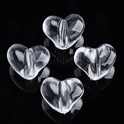 Perles en acrylique transparente, cœur, clair, 13.5x17x13mm, Trou: 3mm, environ 305 pcs/500 g